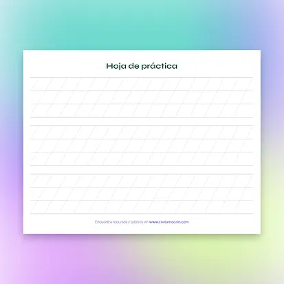 Hoja de práctica para Brush Lettering Cursiva